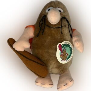 RARE 1980 Mighty Star Flintstones Captain Caveman 8" Beanbag Plush Figure W/Tags